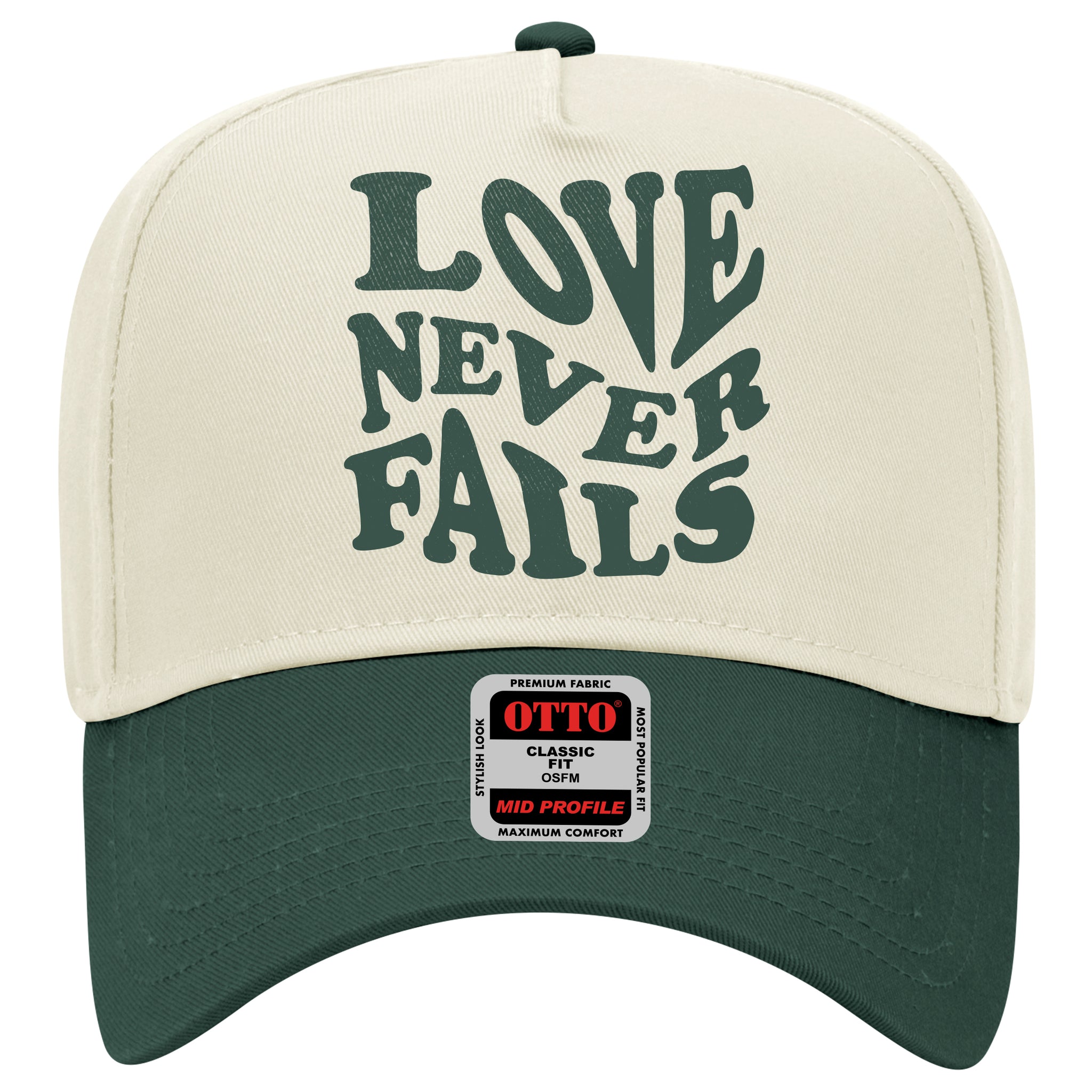 Love Never Fails Forest Green Natural Hat