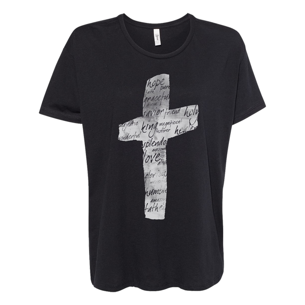 Cross script black tee product shot Natalie Grant 