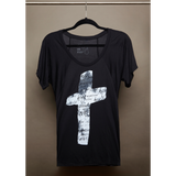Cross script black tee Natalie Grant 